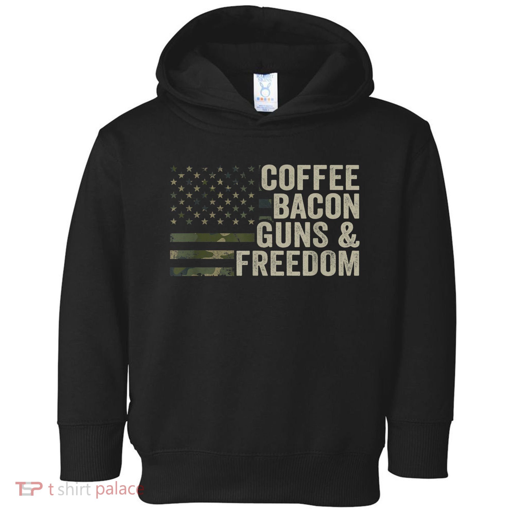 Coffee Bacon Guns & Freedom BBQ Grill Gun Camouflage Flag Toddler Hoodie