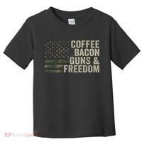 Coffee Bacon Guns & Freedom BBQ Grill Gun Camouflage Flag Toddler T-Shirt thumb 0