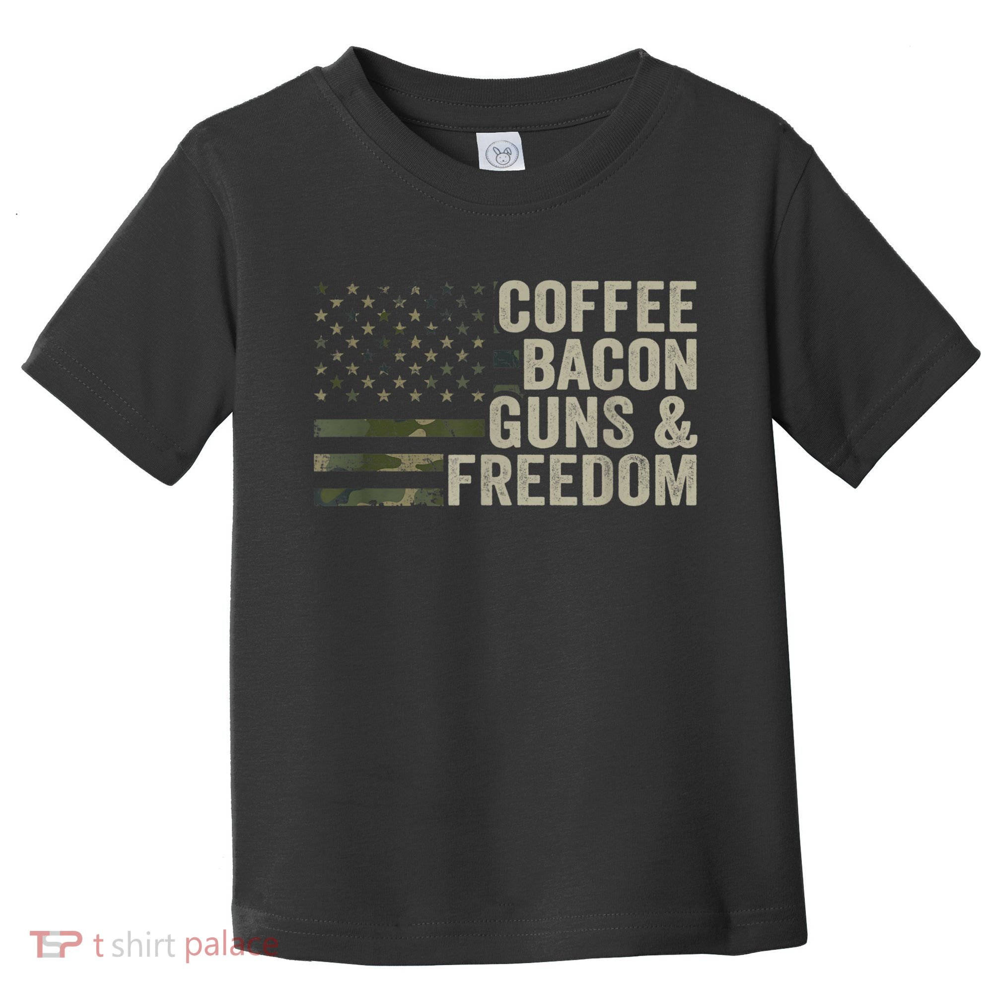 Coffee Bacon Guns & Freedom BBQ Grill Gun Camouflage Flag Toddler T-Shirt