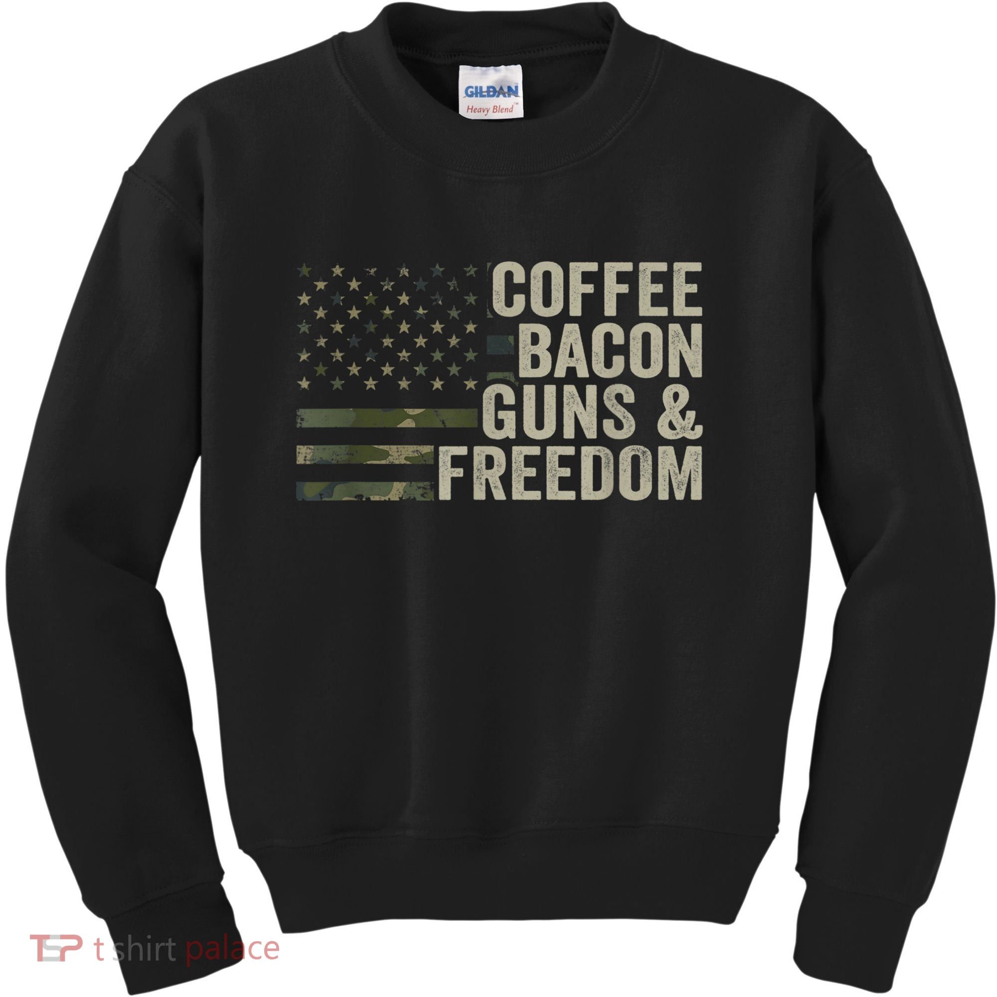 Coffee Bacon Guns & Freedom BBQ Grill Gun Camouflage Flag Kids Sweatshirt