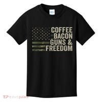 Coffee Bacon Guns & Freedom BBQ Grill Gun Camouflage Flag Kids T-Shirt thumb 0