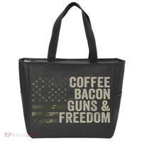 Coffee Bacon Guns & Freedom BBQ Grill Gun Camouflage Flag Tote Bag thumb 0