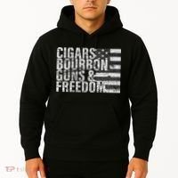 Cigars Bourbon Guns & Freedom Flag Hoodie thumb 2