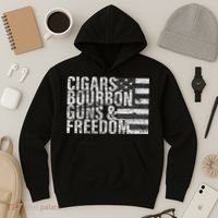 Cigars Bourbon Guns & Freedom Flag Hoodie thumb 3