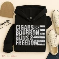 Cigars Bourbon Guns & Freedom Flag Hoodie thumb 4