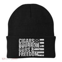 Cigars Bourbon Guns & Freedom Flag Beanie thumb 0