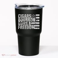 Cigars Bourbon Guns & Freedom Flag Tumbler thumb 0