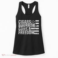 Cigars Bourbon Guns & Freedom Flag Women's Tank Top thumb 0