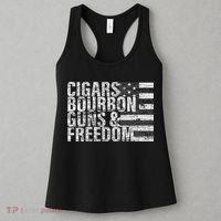Cigars Bourbon Guns & Freedom Flag Women's Tank Top thumb 3