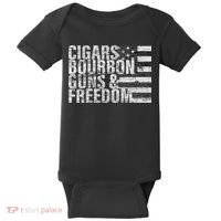 Cigars Bourbon Guns & Freedom Flag Baby Bodysuit thumb 0
