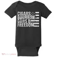 Cigars Bourbon Guns & Freedom Flag Baby Bodysuit thumb 0
