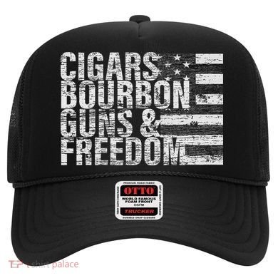 Cigars Bourbon Guns & Freedom Flag Hat