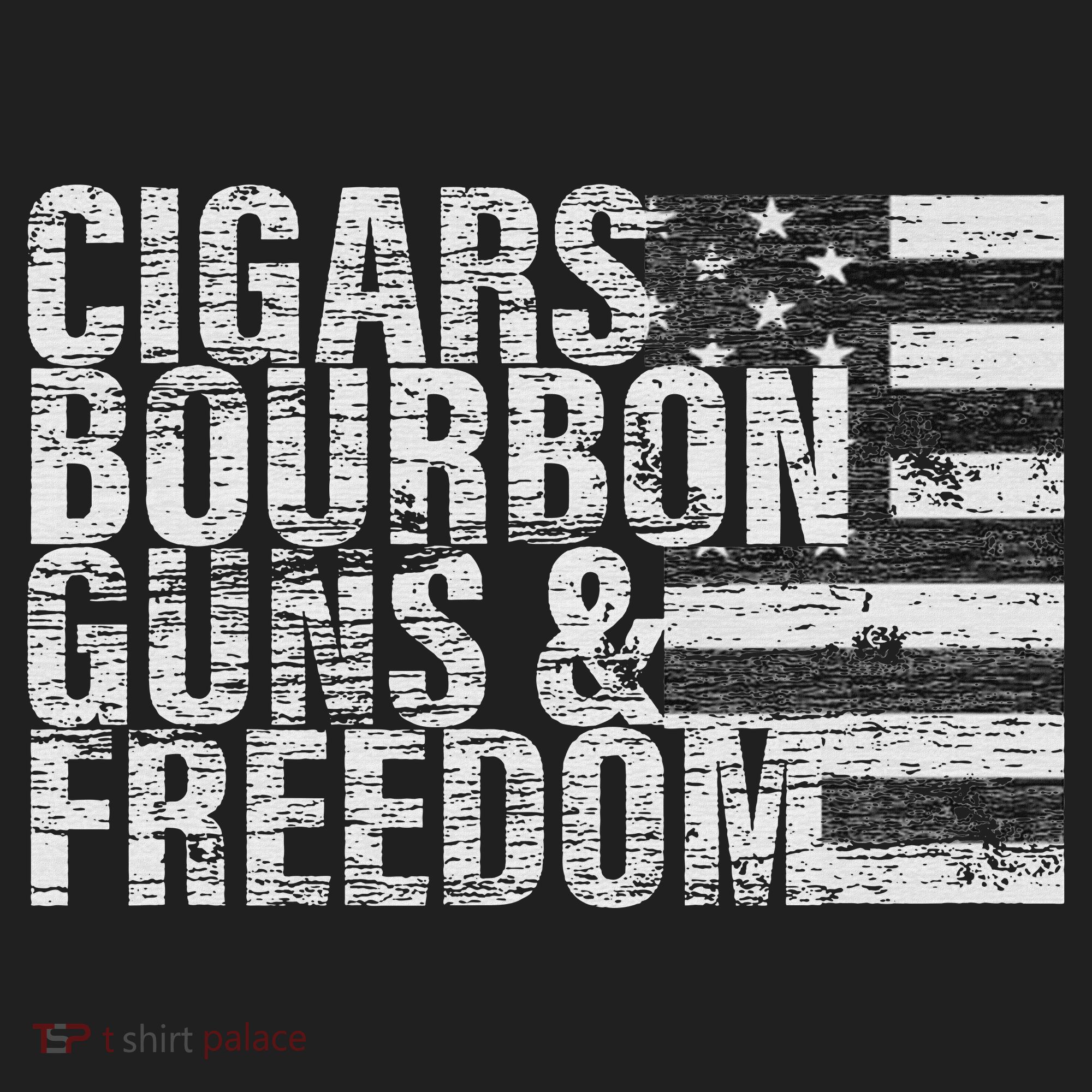 Cigars Bourbon Guns & Freedom Flag Hat