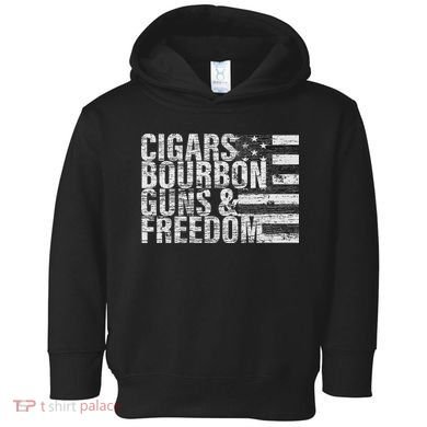Cigars Bourbon Guns & Freedom Flag Toddler Hoodie