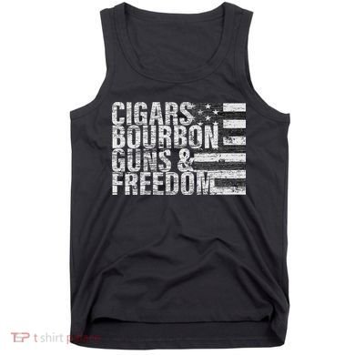 Cigars Bourbon Guns & Freedom Flag Tank Top