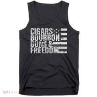 Cigars Bourbon Guns & Freedom Flag Tank Top thumb 0