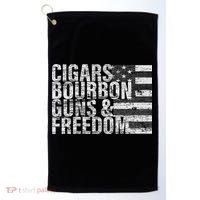 Cigars Bourbon Guns & Freedom Flag Golf Towel thumb 0