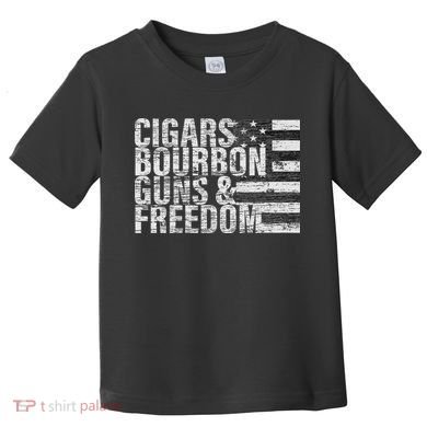 Cigars Bourbon Guns & Freedom Flag Toddler T-Shirt