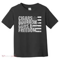 Cigars Bourbon Guns & Freedom Flag Toddler T-Shirt thumb 0