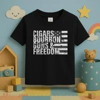 Cigars Bourbon Guns & Freedom Flag Toddler T-Shirt thumb 3