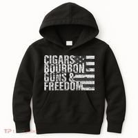 Cigars Bourbon Guns & Freedom Flag Kids Hoodie thumb 0