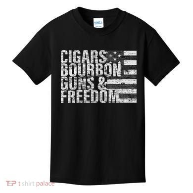 Cigars Bourbon Guns & Freedom Flag Kids T-Shirt