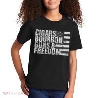 Cigars Bourbon Guns & Freedom Flag Kids T-Shirt thumb 2