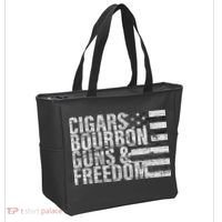 Cigars Bourbon Guns & Freedom Flag Tote Bag thumb 2