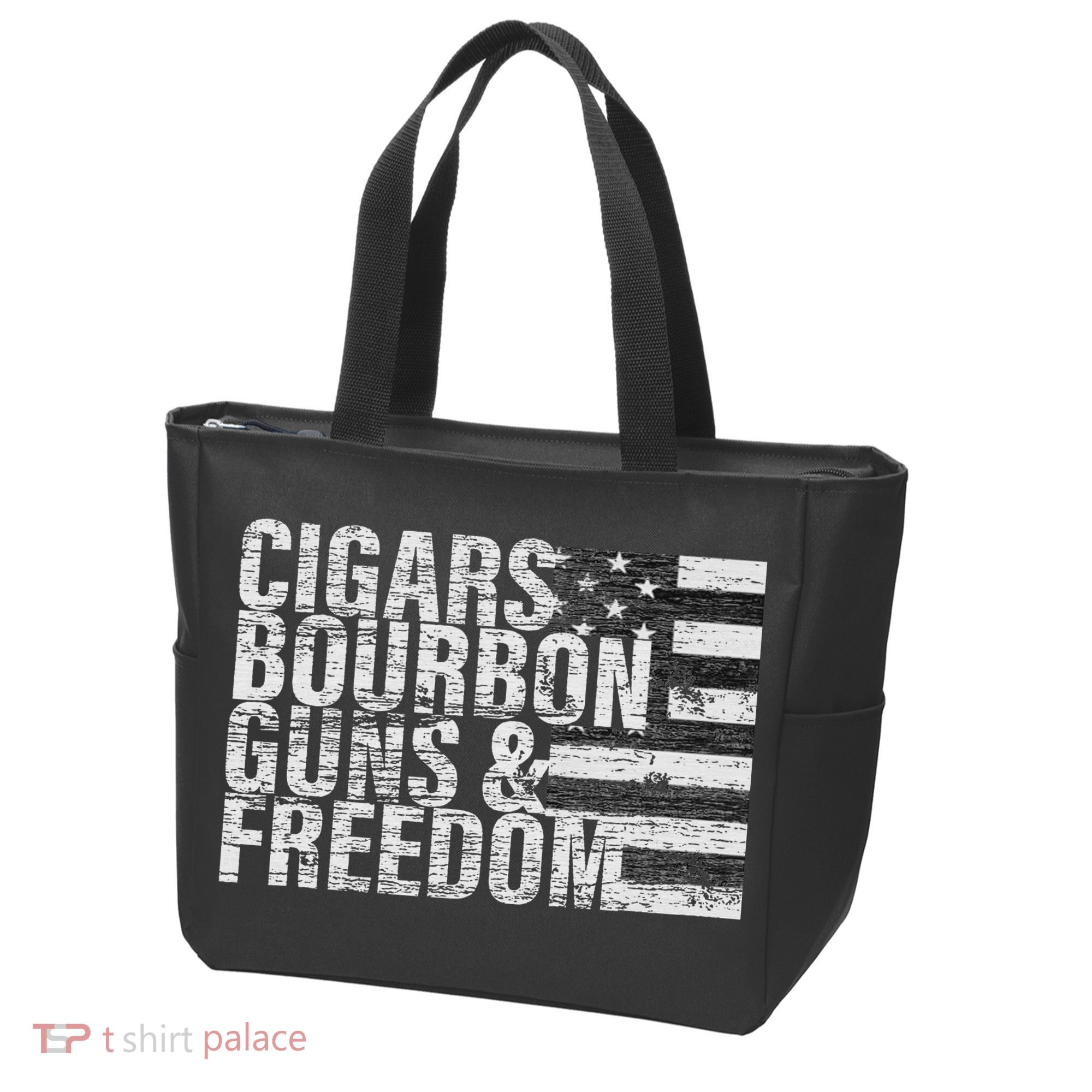 Cigars Bourbon Guns & Freedom Flag Tote Bag