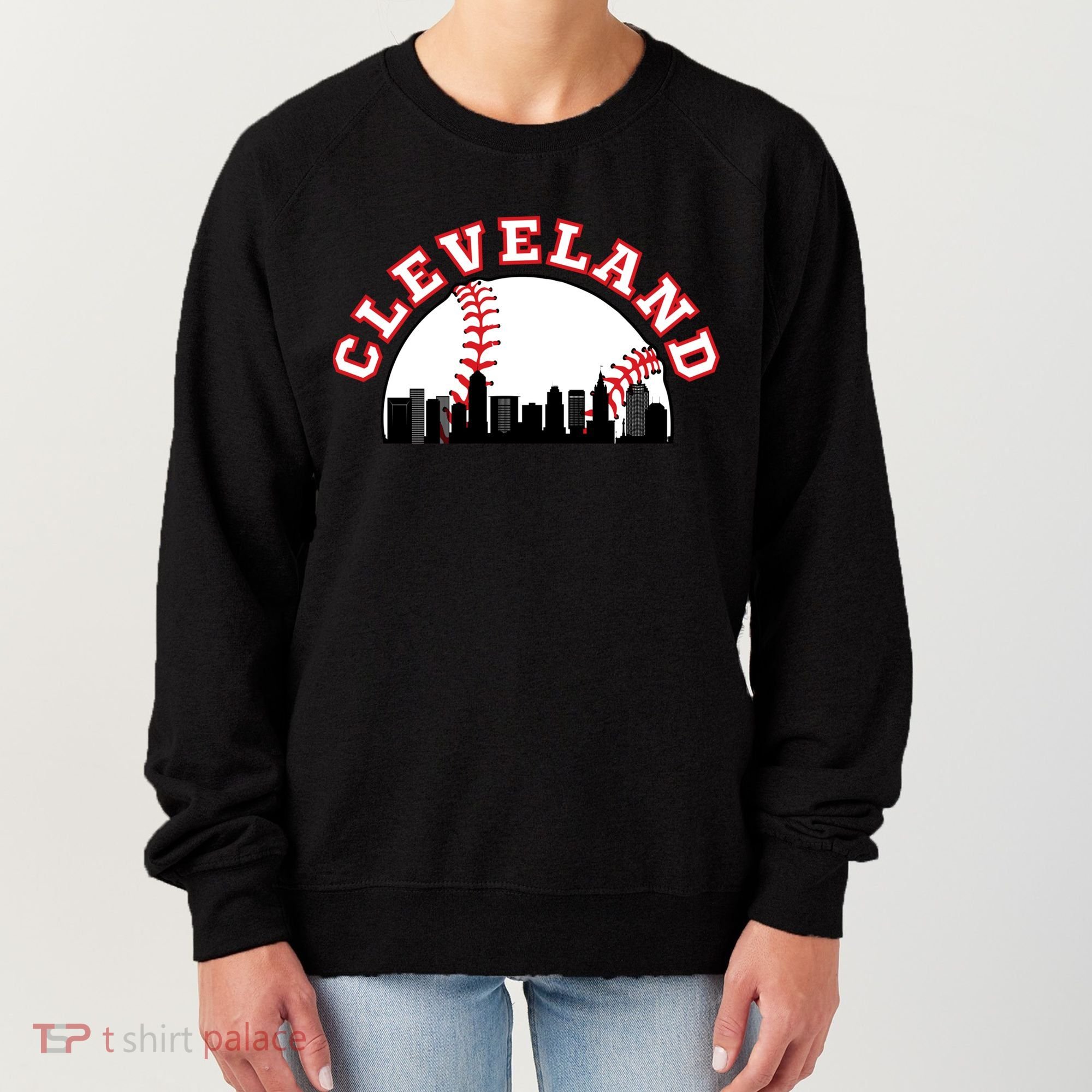 Cleveland Baseball Gift Cleveland Oh Cityscape Cle Skyline Gift Women's Sweatshirt