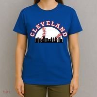 Cleveland Baseball Gift Cleveland Oh Cityscape Cle Skyline Gift T-Shirt thumb 4