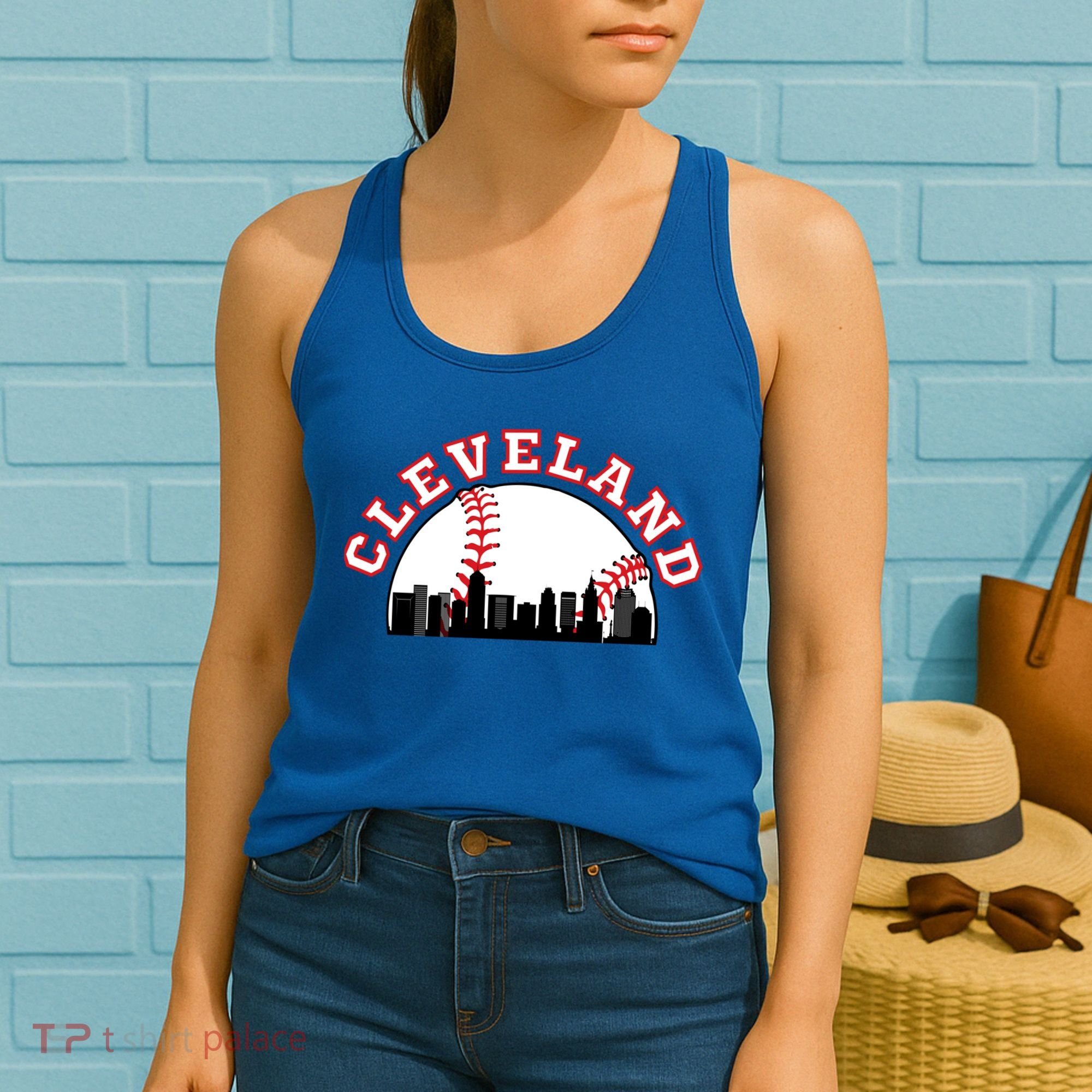 Cleveland Baseball Gift Cleveland Oh Cityscape Cle Skyline Gift Women's Tank Top