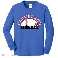 Cleveland Baseball Gift Cleveland Oh Cityscape Cle Skyline Gift Kids Long Sleeve Shirt thumb 0