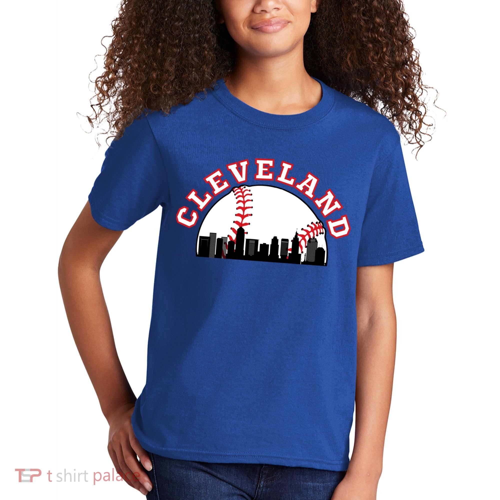 Cleveland Baseball Gift Cleveland Oh Cityscape Cle Skyline Gift Kids T-Shirt