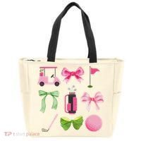 Coquette Bow Golf Cart Game Day Golfing Golfer Golf Lover Tote Bag thumb 0