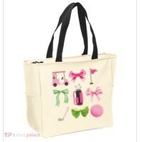Coquette Bow Golf Cart Game Day Golfing Golfer Golf Lover Tote Bag thumb 2
