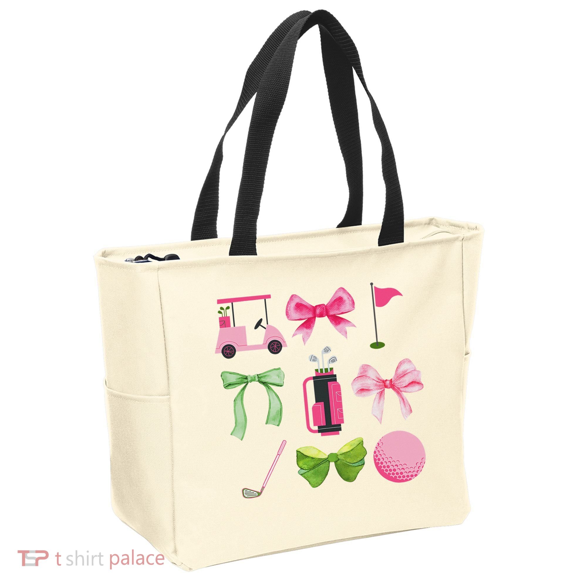 Coquette Bow Golf Cart Game Day Golfing Golfer Golf Lover Tote Bag