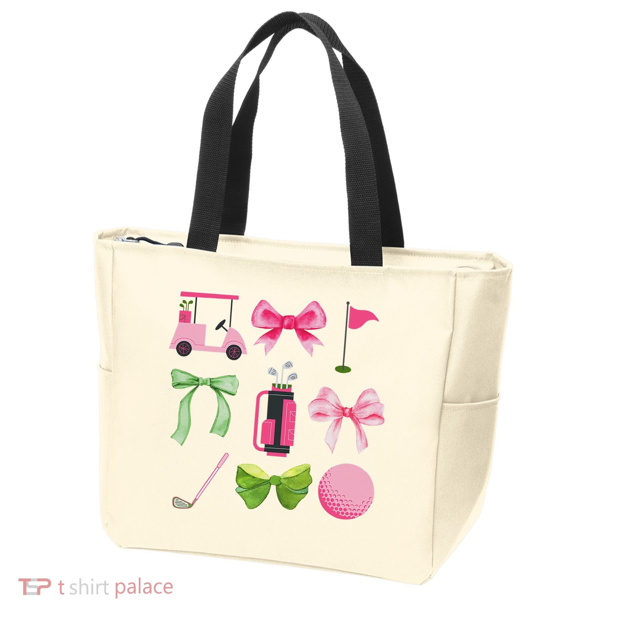 Coquette Bow Golf Cart Game Day Golfing Golfer Golf Lover Tote Bag