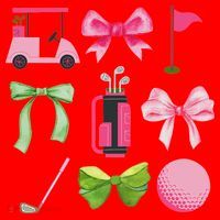 Coquette Bow Golf Cart Game Day Golfing Golfer Golf Lover Santa Hat thumb 1