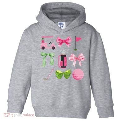 Coquette Bow Golf Cart Game Day Golfing Golfer Golf Lover Toddler Hoodie