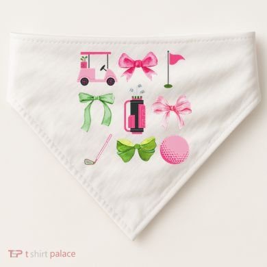 Coquette Bow Golf Cart Game Day Golfing Golfer Golf Lover USA-Made Doggie Bandana
