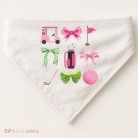 Coquette Bow Golf Cart Game Day Golfing Golfer Golf Lover USA-Made Doggie Bandana thumb 0