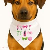 Coquette Bow Golf Cart Game Day Golfing Golfer Golf Lover USA-Made Doggie Bandana thumb 1