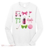 Coquette Bow Golf Cart Game Day Golfing Golfer Golf Lover Long Sleeve Shirt thumb 0
