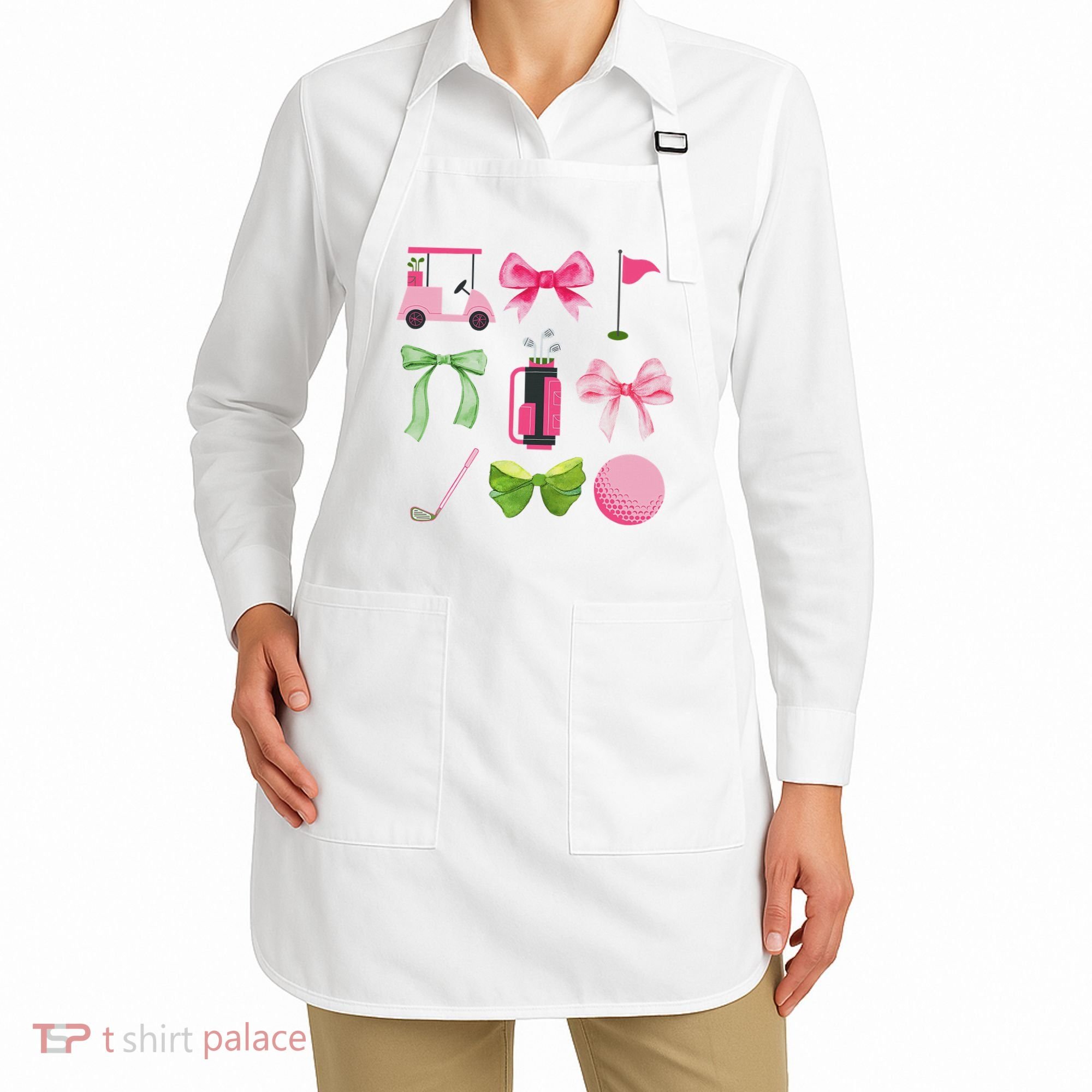 Coquette Bow Golf Cart Game Day Golfing Golfer Golf Lover Apron