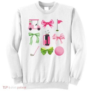 Coquette Bow Golf Cart Game Day Golfing Golfer Golf Lover Sweatshirt