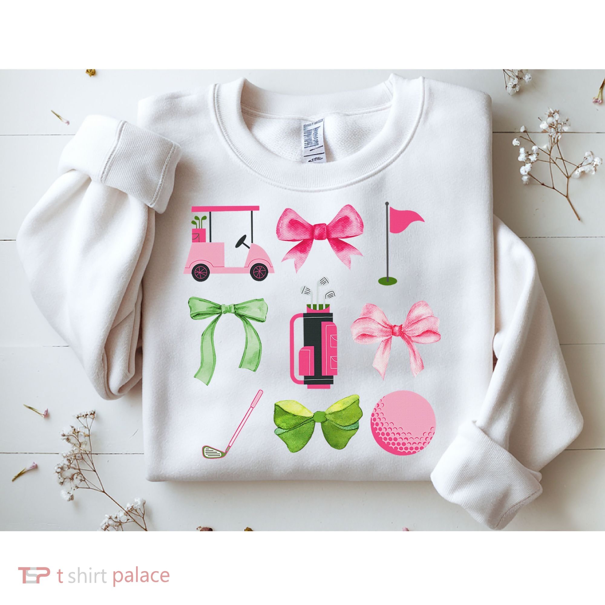 Coquette Bow Golf Cart Game Day Golfing Golfer Golf Lover Sweatshirt