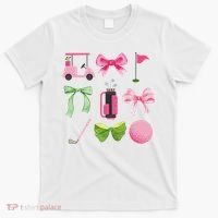 Coquette Bow Golf Cart Game Day Golfing Golfer Golf Lover T-Shirt thumb 0