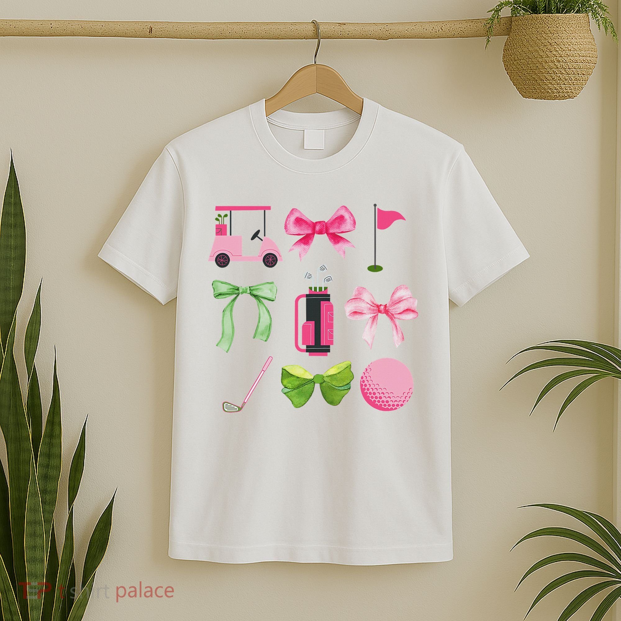 Coquette Bow Golf Cart Game Day Golfing Golfer Golf Lover T-Shirt