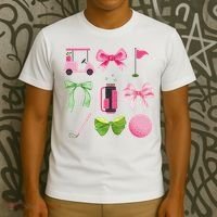 Coquette Bow Golf Cart Game Day Golfing Golfer Golf Lover T-Shirt thumb 3